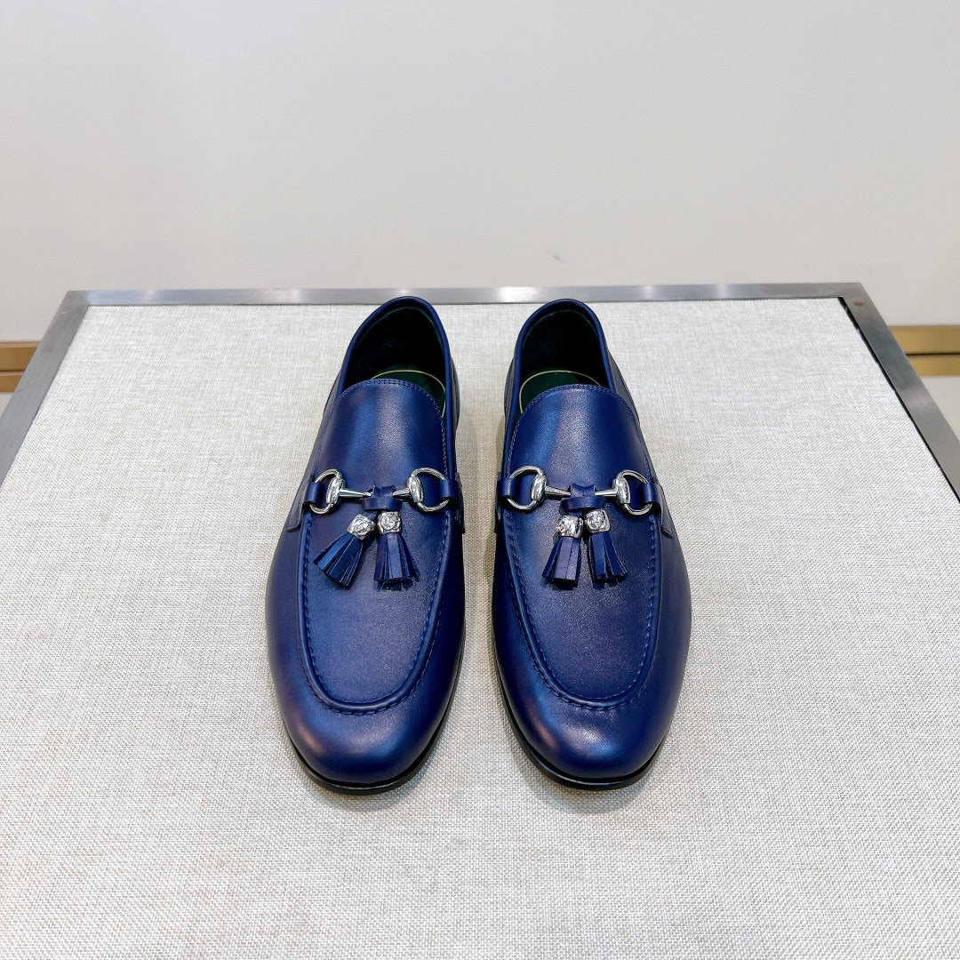GG Men's Tassel Loafer Blue Calfskin 361349