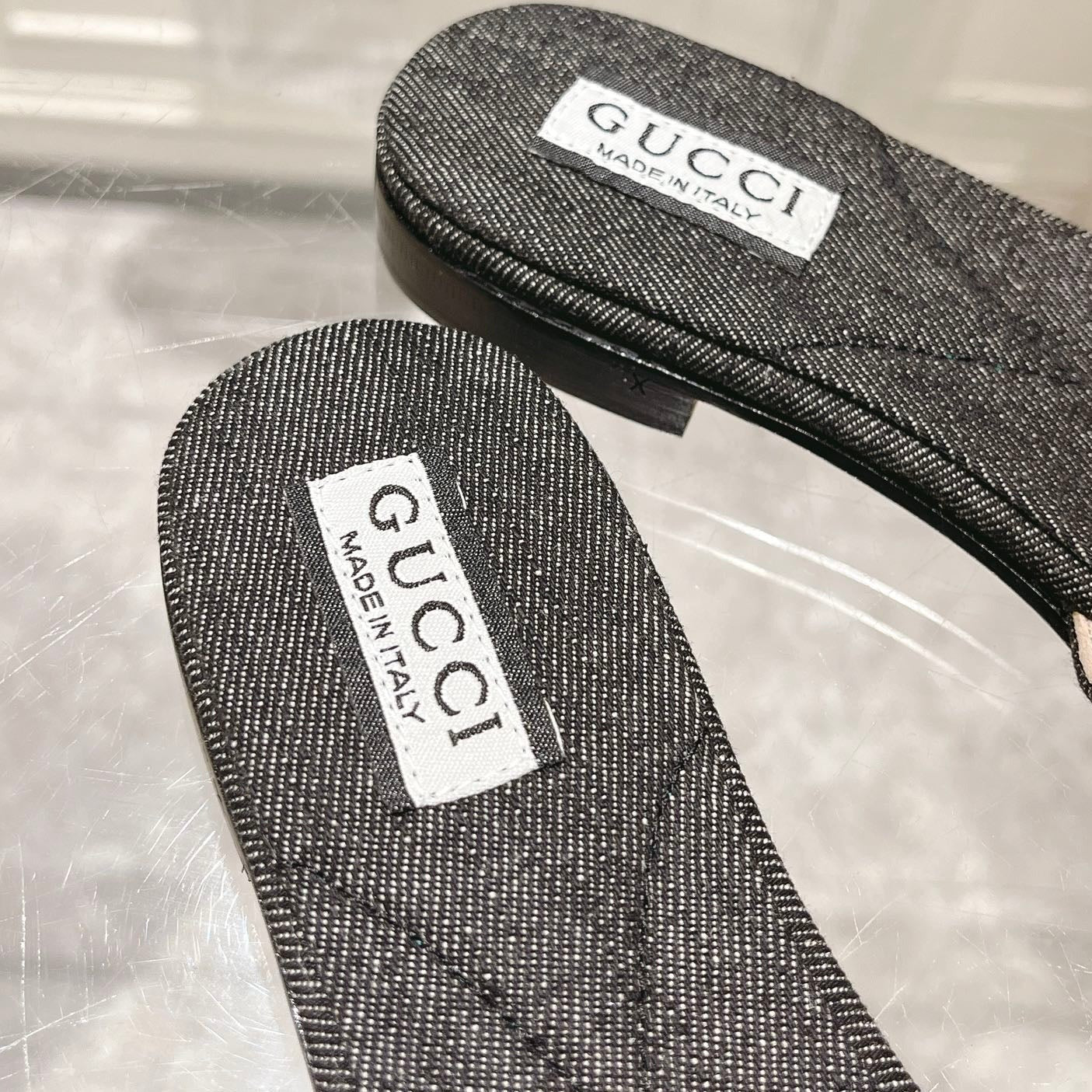 GG Interlocking double G hollow slippers Black