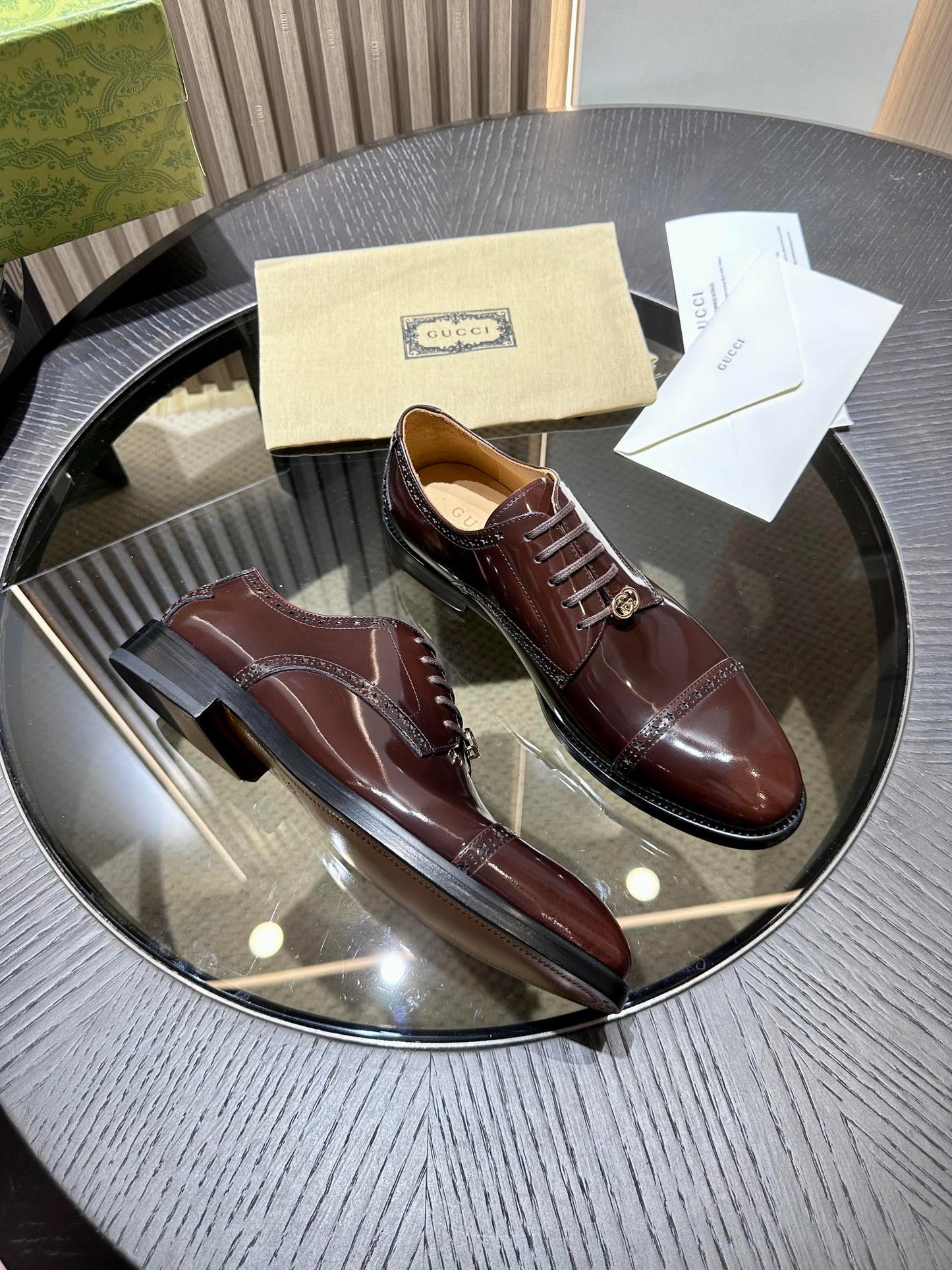 GG Men's Jordaan Shoe Brown Patent Leather 527836