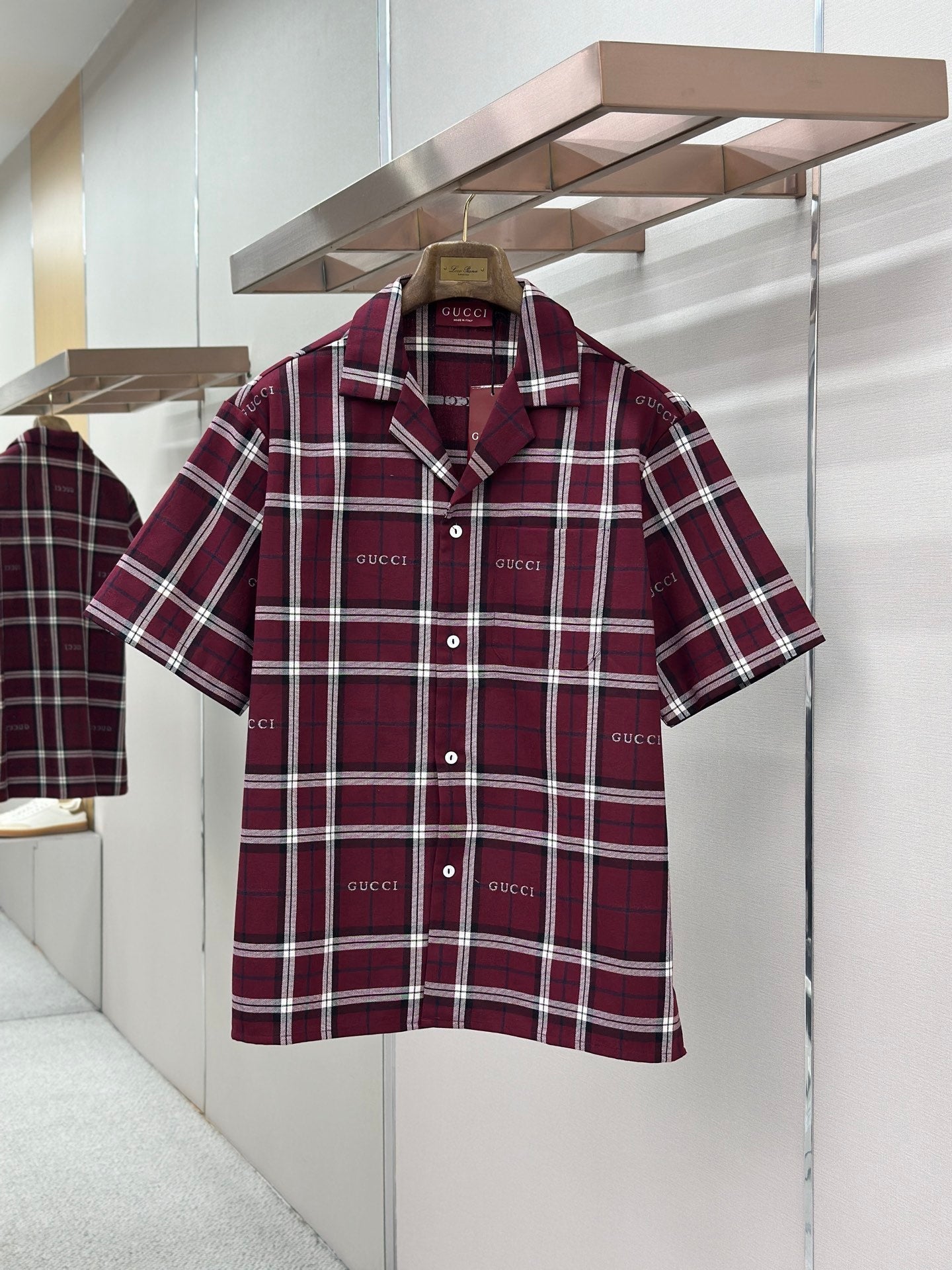 GC 2026 Men's Short-sleeved Shirt Burgundy Cotton 699257