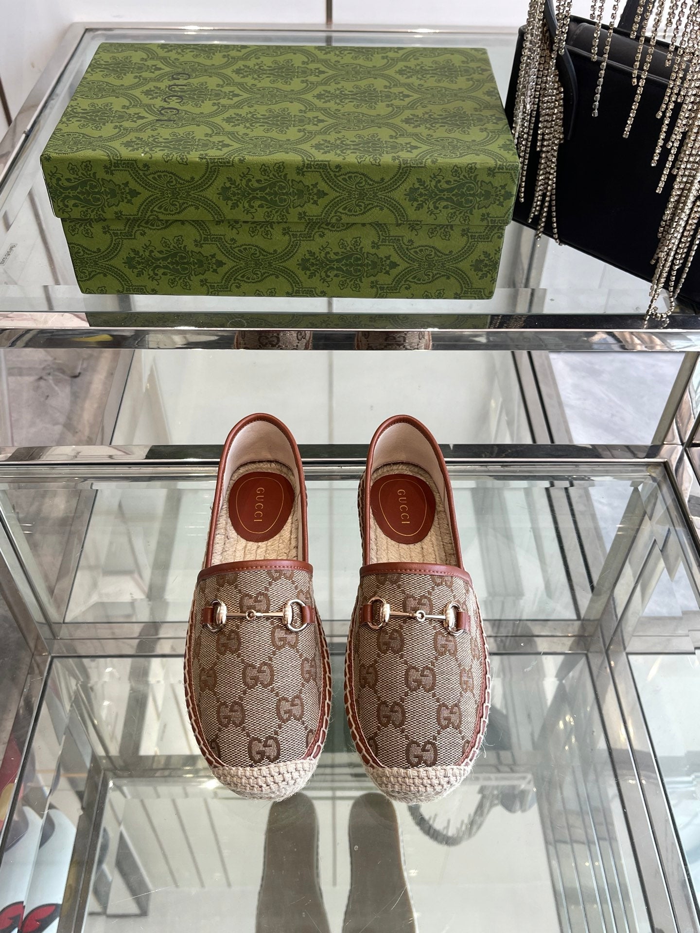 GC 2025 Espadrille With Horsebit Beige and Dark Brown Canvas 292317
