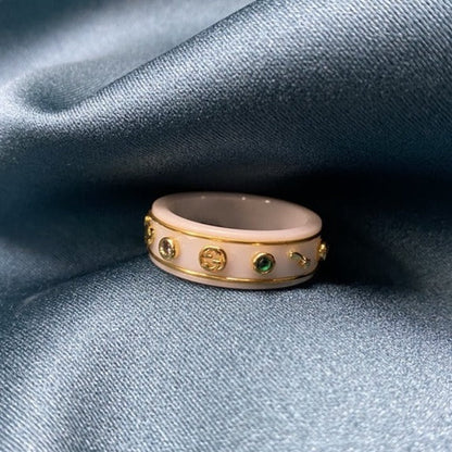 GG ICON RING WITH GEMSTONES