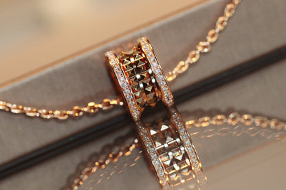 ZERO 1 ROCK PEDANT PINK GOLD NECKLACE