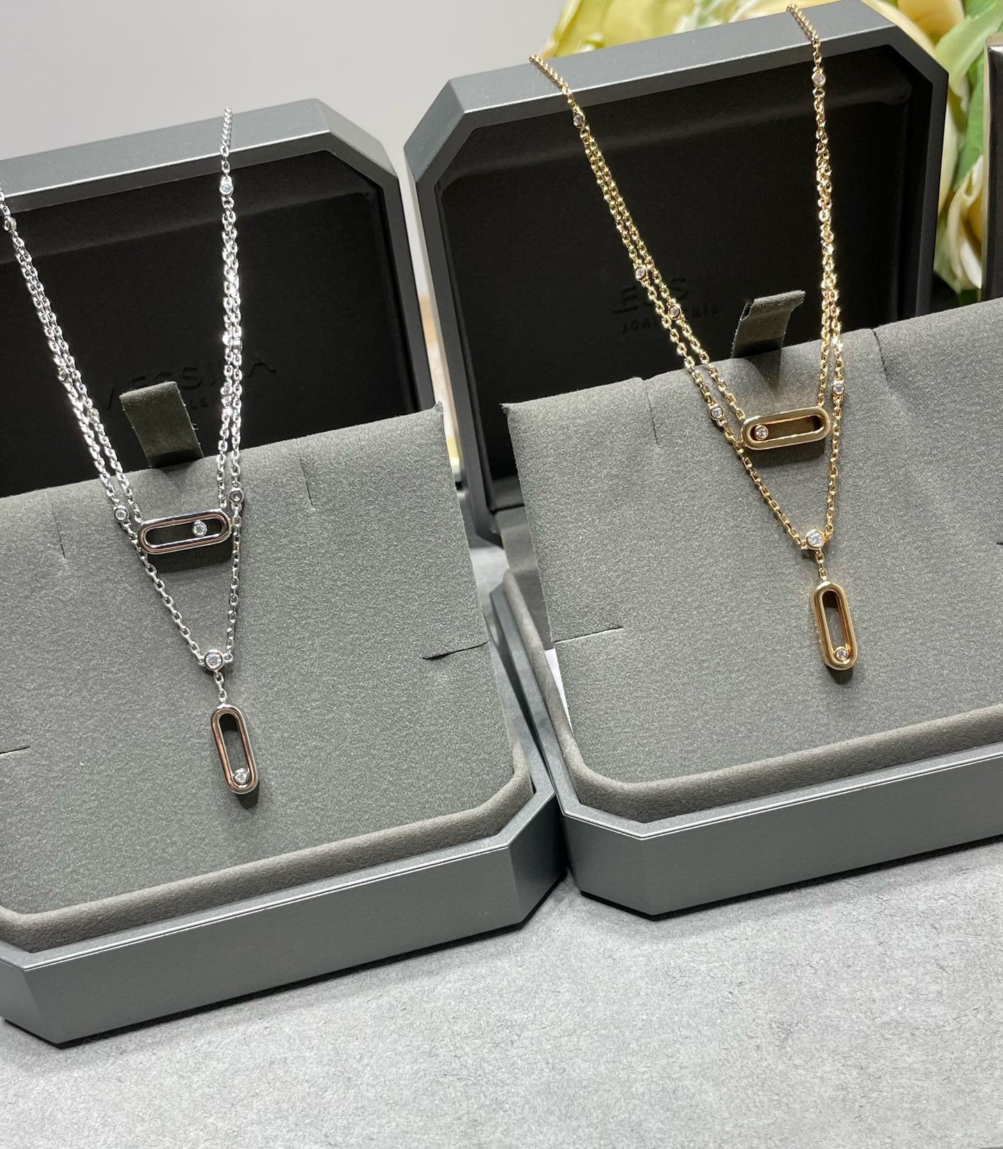 MOVE UNO 2 ROW DIAMOND NECKLACE