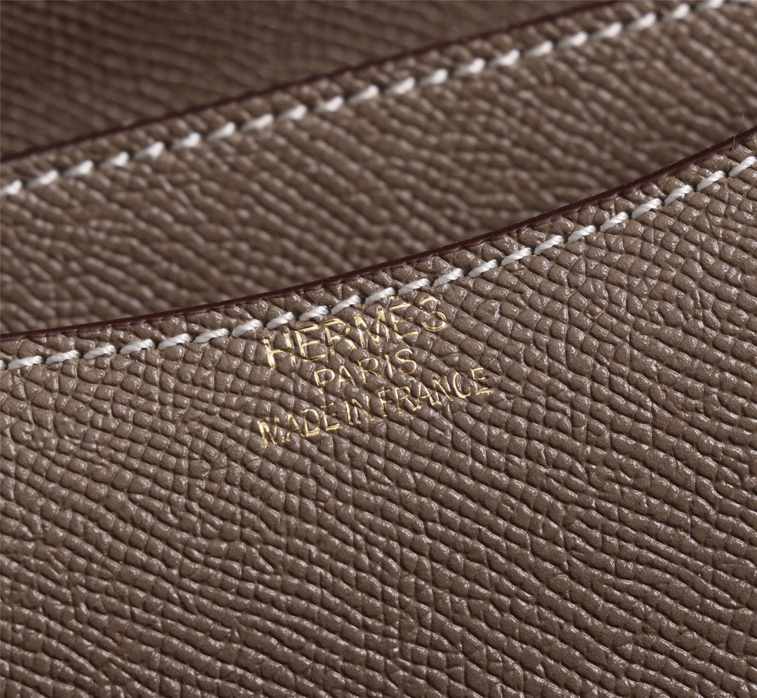 HM CONSTANCE BAGS 22 CHOCOLATE EPSOM GOLD HARDWARE