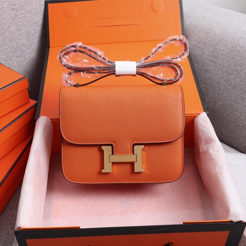 HM CONSTANCE BAGS 18 ORANGE EPSOM GOLD HARDWARE