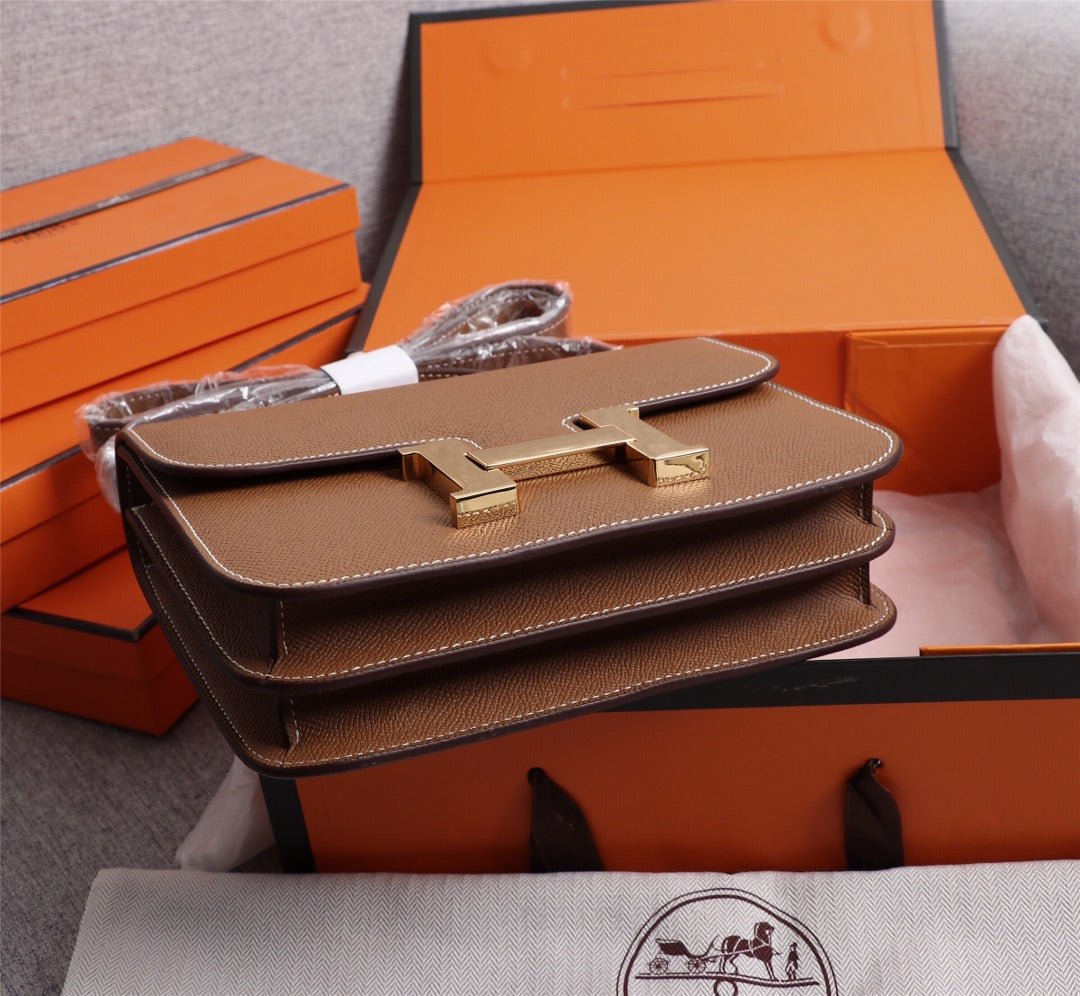 HM CONSTANCE BAGS 22 RUSSET EPSOM GOLD HARDWARE