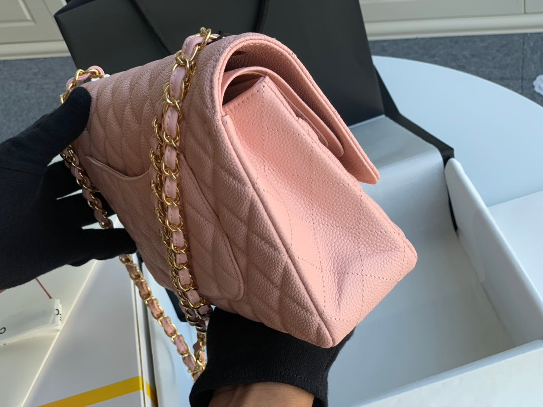 flap bag medium 25 pink caviar ghw