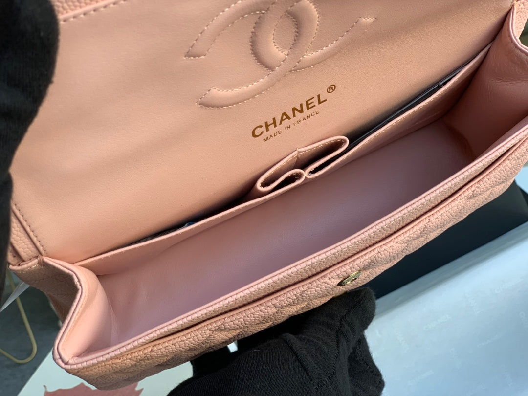 flap bag medium 25 pink caviar ghw