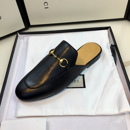 GG SLIPPER PRINCETOWN BLACK CALFSKIN