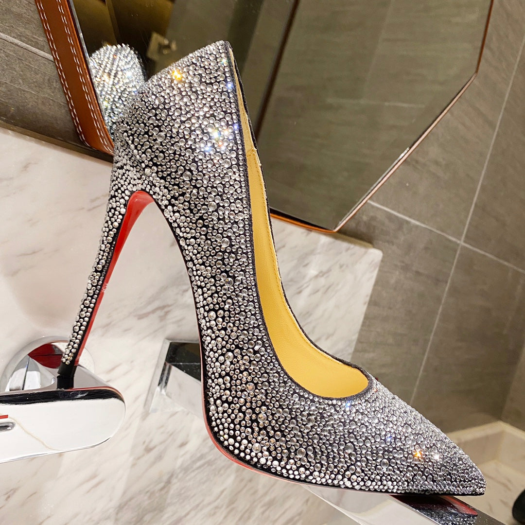 CL Strass Degrade Pumps 100mm Suede Black
