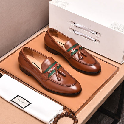 GG Men's Tassel Loafers Brown Cowhide 546330