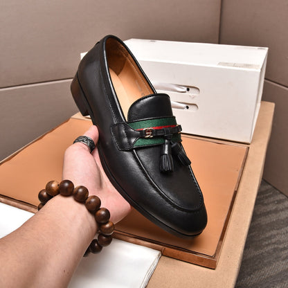 GG Men's Tassel Loafers Black Cowhide 546332