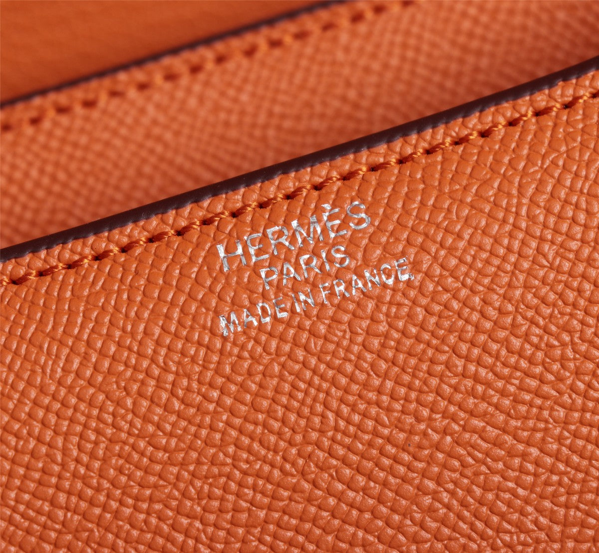 HM CONSTANCE BAGS 18 ORANGE EPSOM SILVER HARDWARE