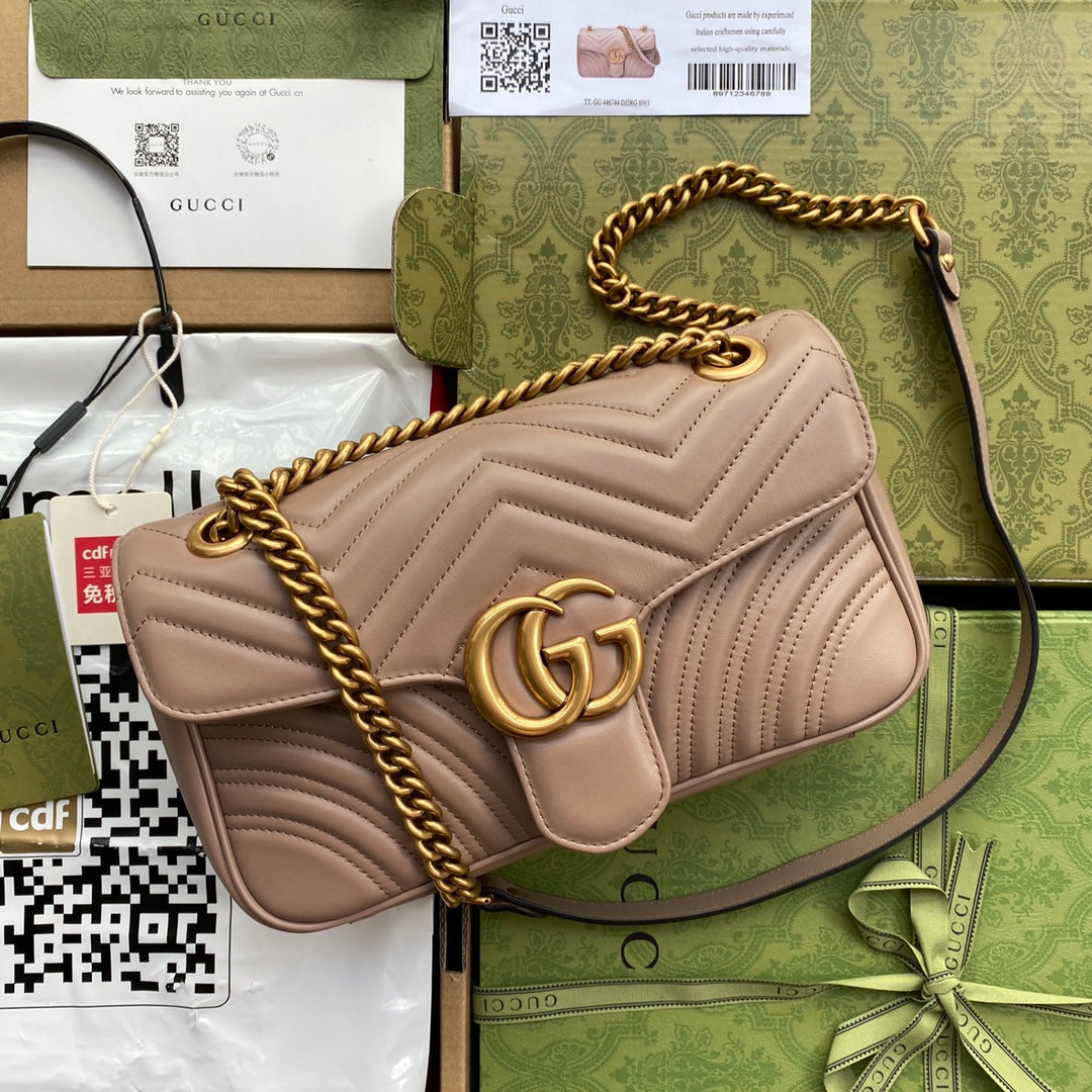 gg marmont 26cm beige calfskin gold hardware