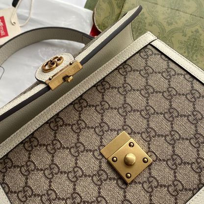 Gucci Ophidia 25cm Bag Ebony White Canvas Leather 239794