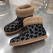Gucci 2025 Monogram Boot Black White Beige Wool 564783