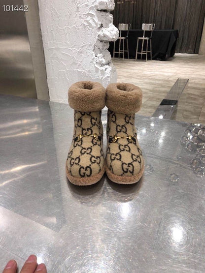 Gucci 2025 Monogram Boot Beige Black Wool 564784