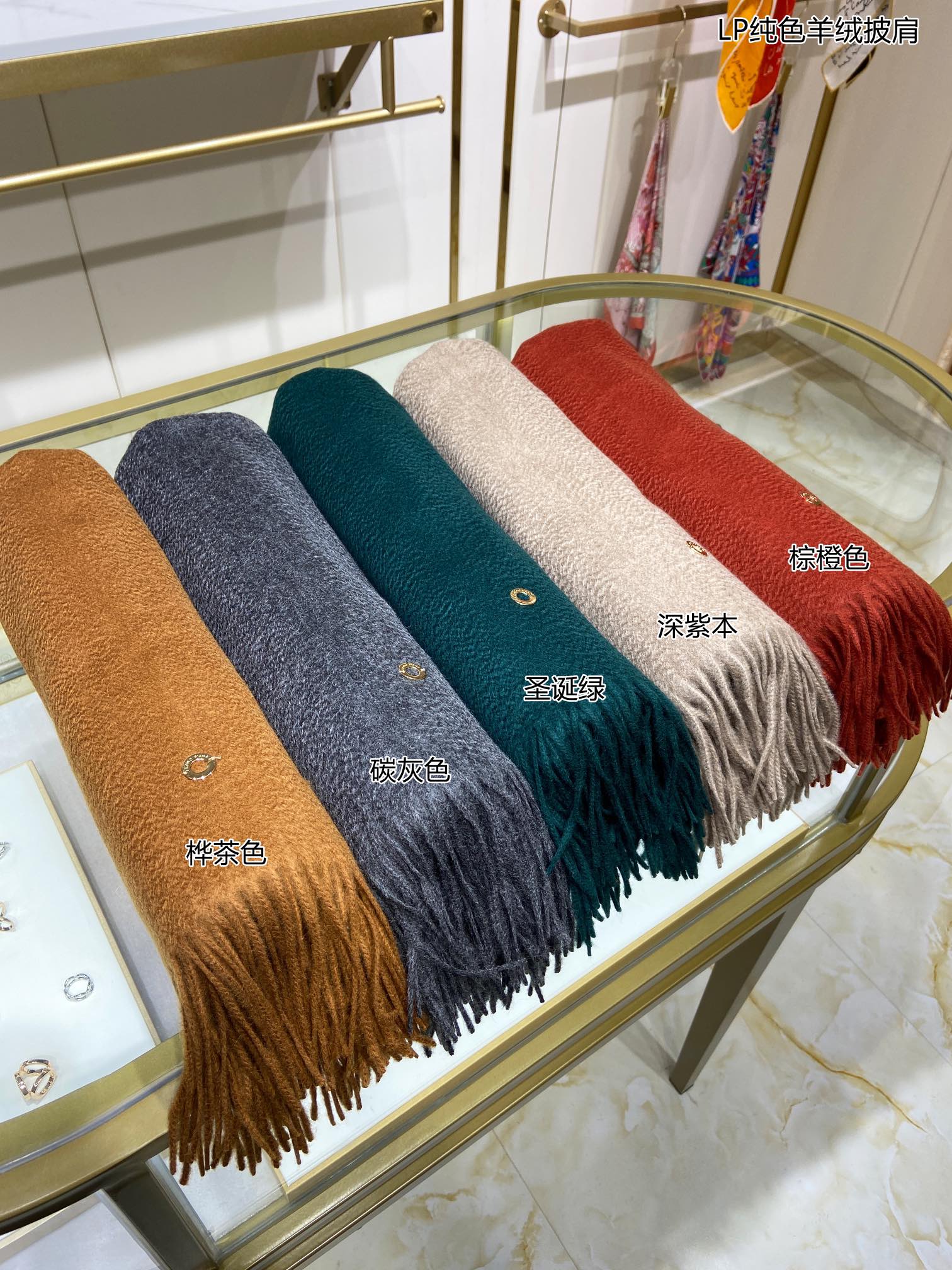 LP Grande Unita Scarf 200 CM In Black Grey Cashmere 645516