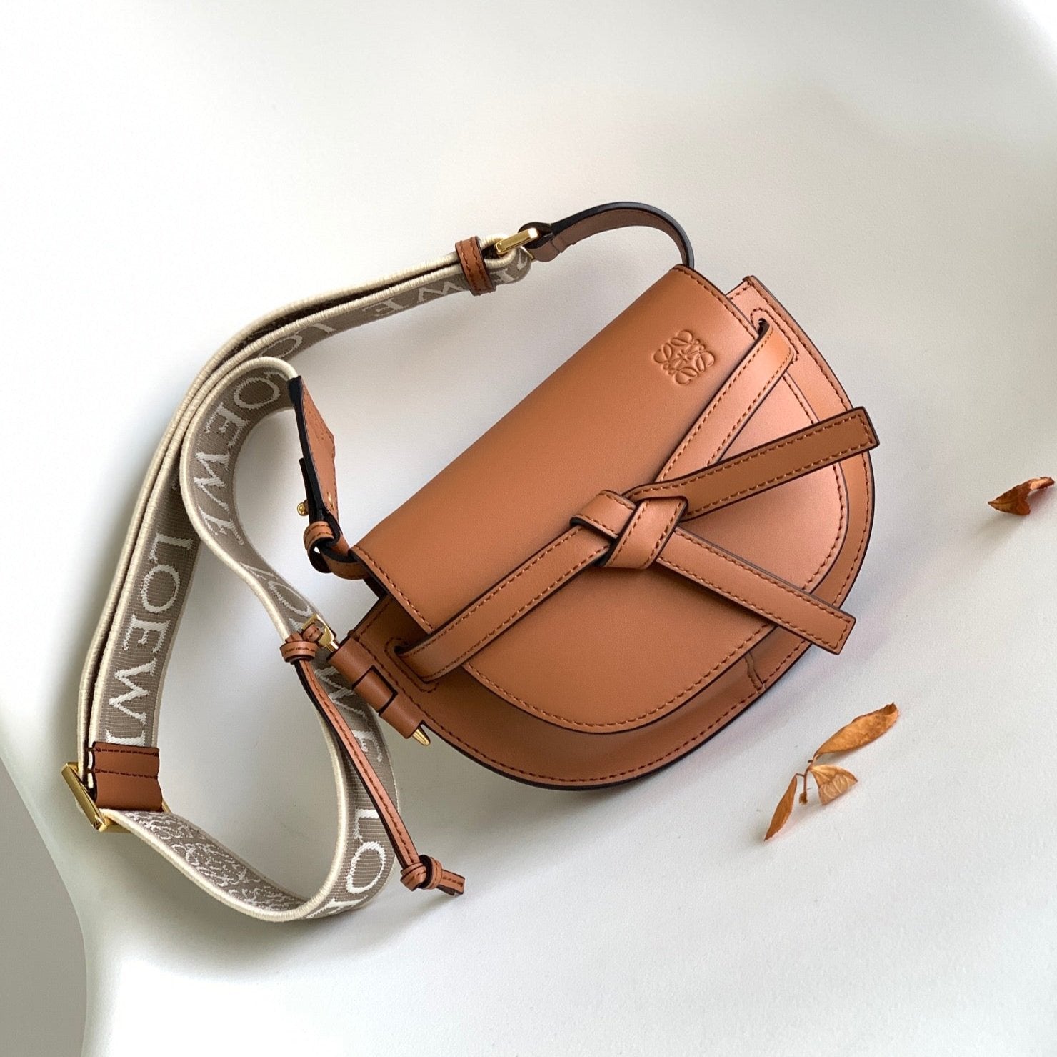 Mini Gate Dual Bag 21cm Tan Calfskin