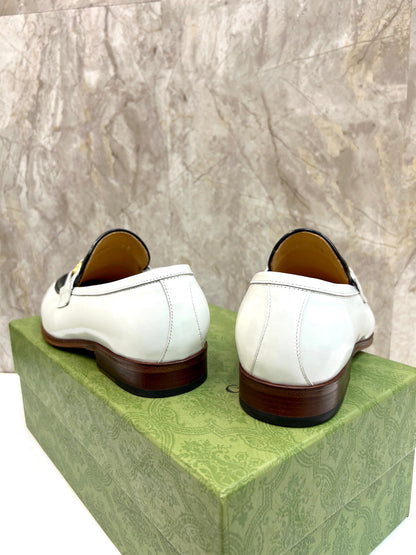 GG Men's Tassel Loafer White Black Patent Leather 548747