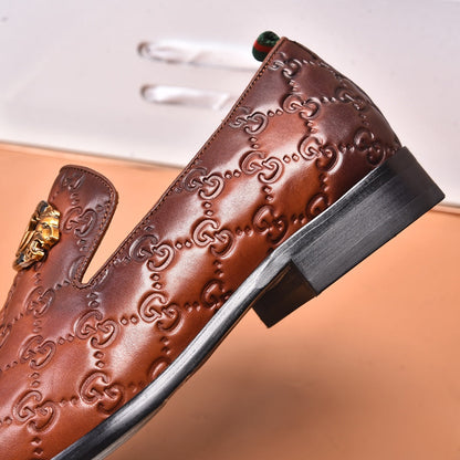 GG Men's Interlocking GG Loafer Brown Embossed Cowhide 480402