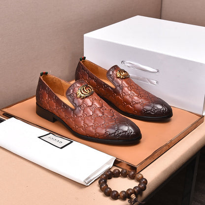 GG Men's Interlocking GG Loafer Brown Embossed Cowhide 480402