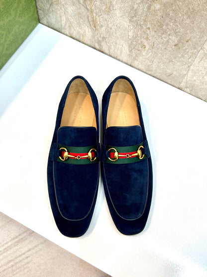 GG Men's Horsebit Loafer Navy Blue Suede 550325