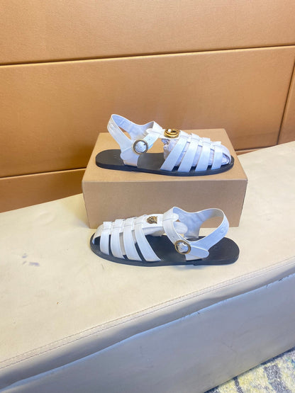 GG Men's Sandals White Cowhide 743277
