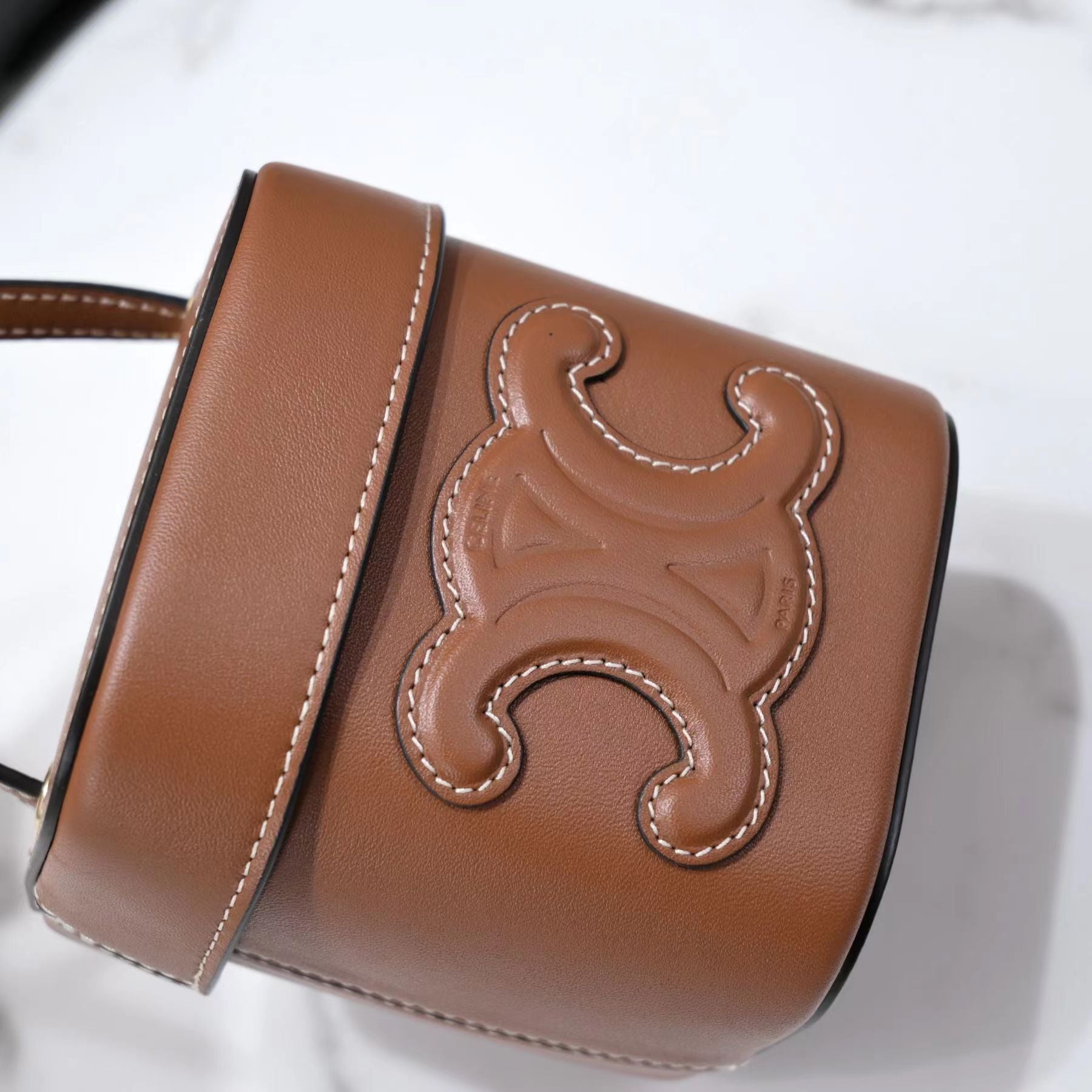 SQUARE BOX CROSSBODY BAG 11 CINNAMON BROWN CALFSKIN