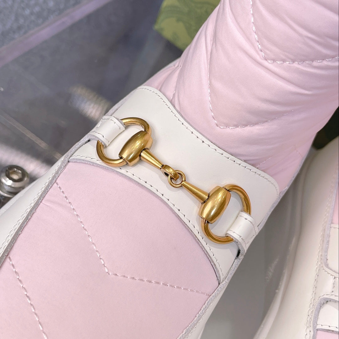 Gucci 2025 Boot Pink White Beige Wool Nylon Calfskin 564677