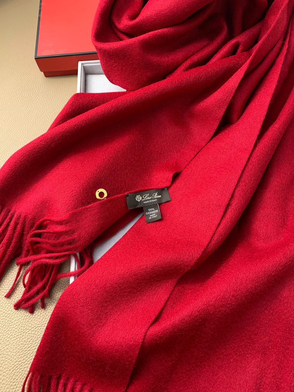 LP Grande Unita Scarf 200 CM In Dark Red Cashmere 378392
