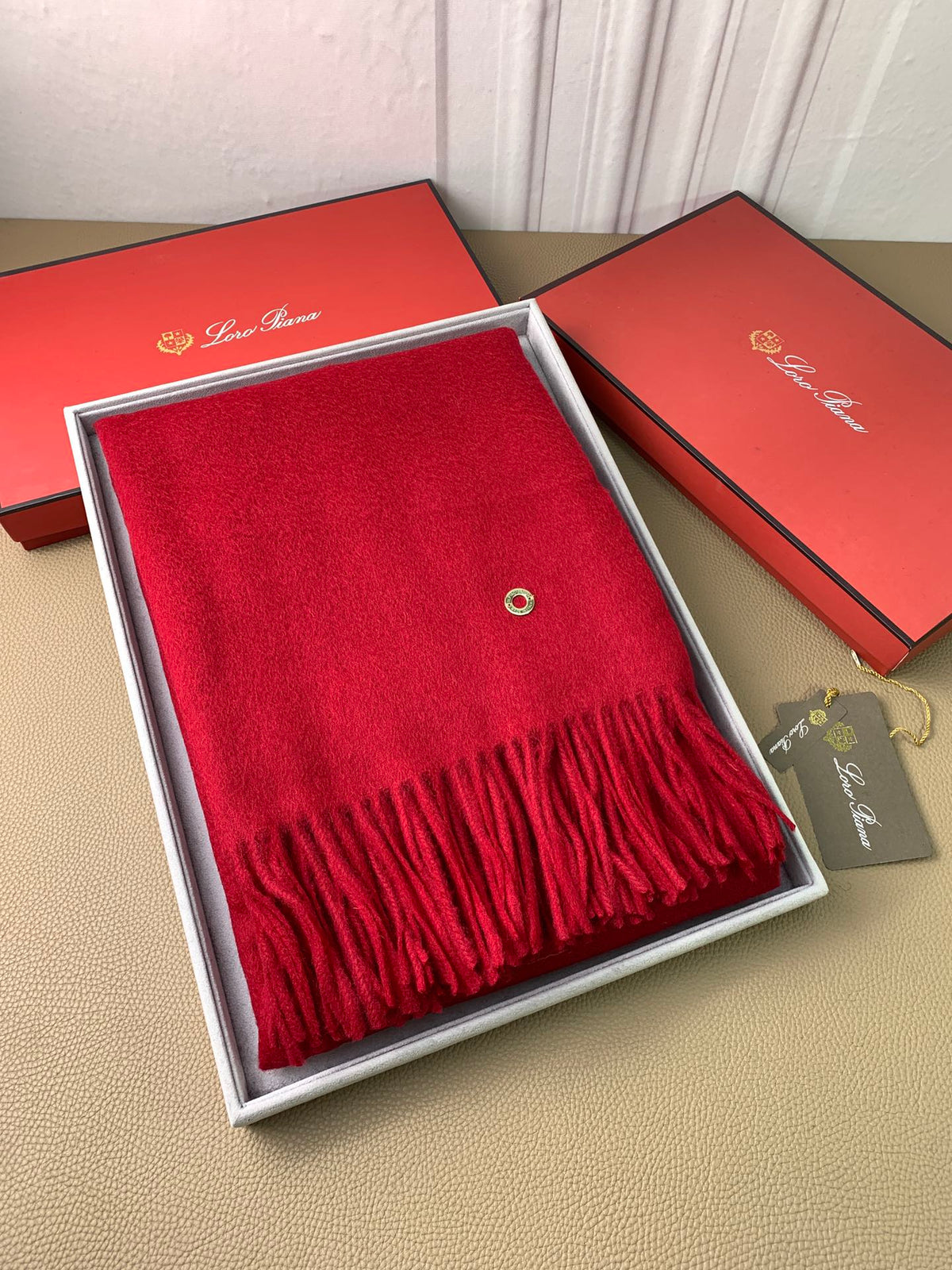 LP Grande Unita Scarf 200 CM In Dark Red Cashmere 378392