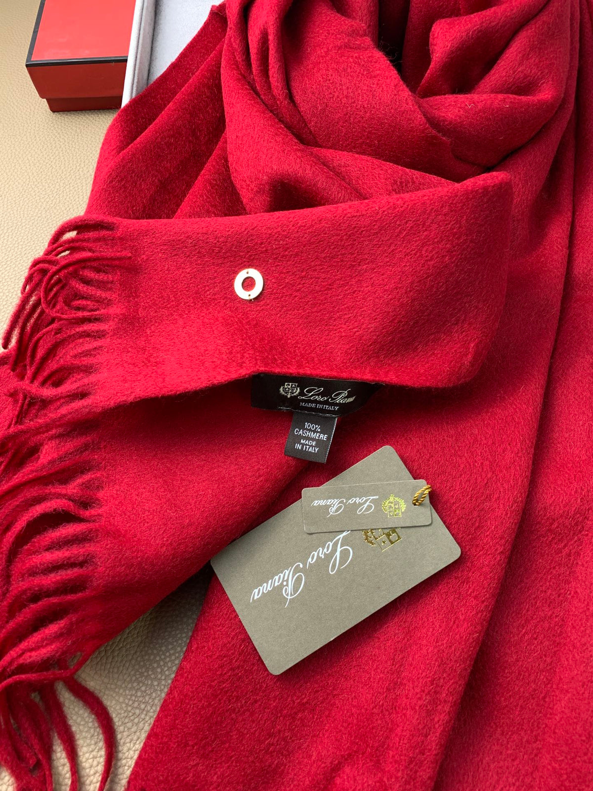 LP Grande Unita Scarf 200 CM In Dark Red Cashmere 378392