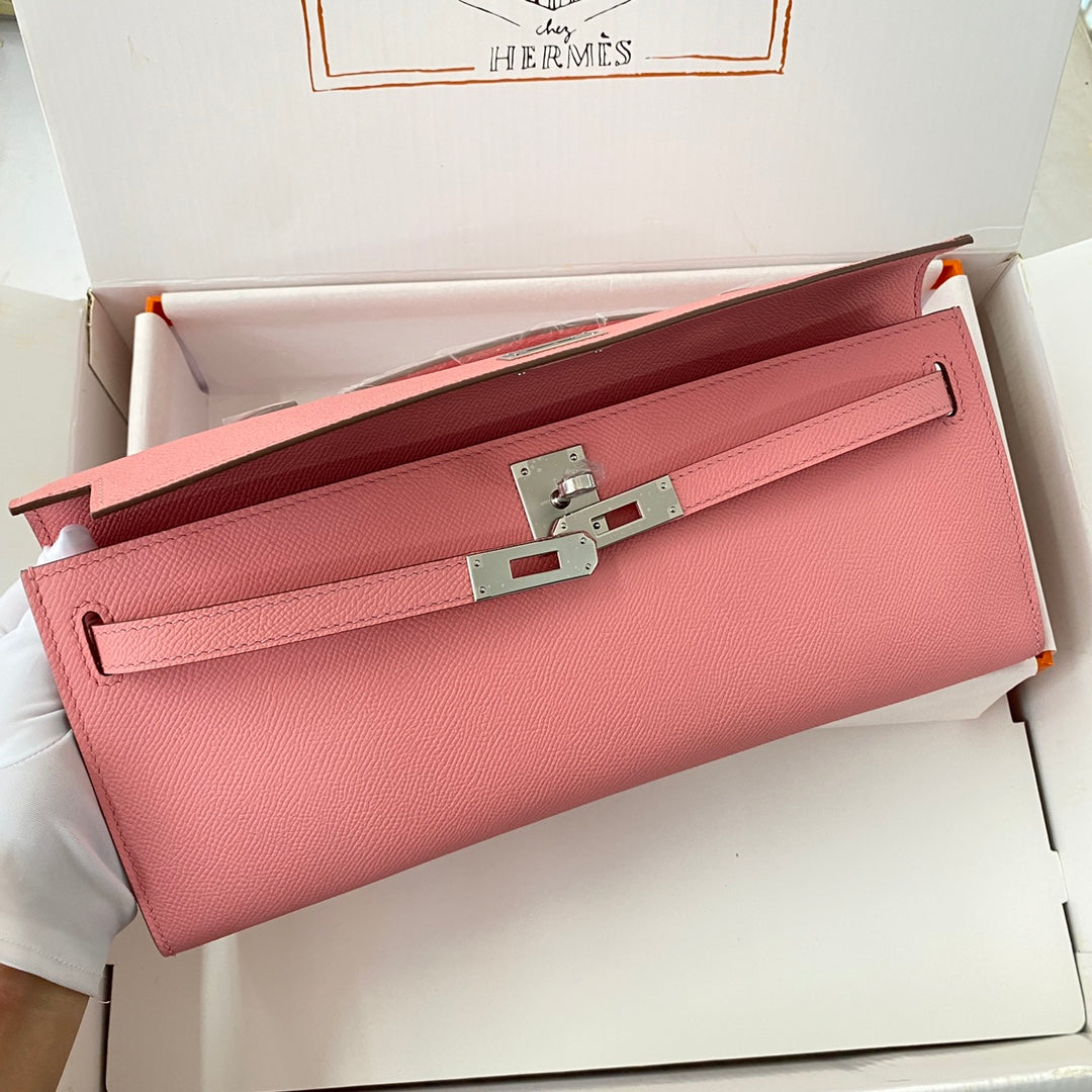 HM Kelly Cut 31 Pink Pastel Epsom Leather Silver Hardware 229064