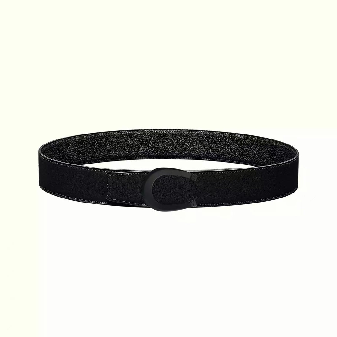 LUCK BELT BUCKLE & REVERSIBLE BLACK LEATHER STRAP 38MM BLACK HARDWARE