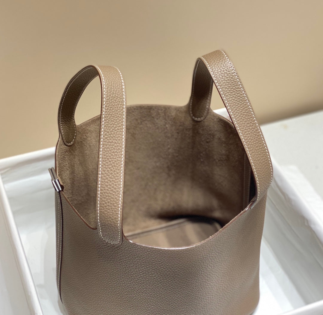 Picotin Lock Etoupe Togo Leather Silver Hardware