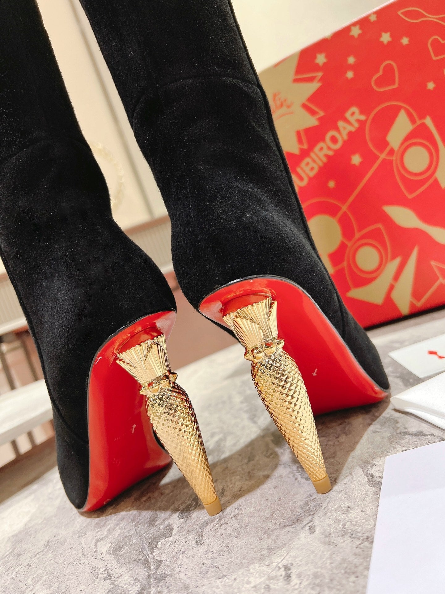 CL Lipbotta Knee-high Boots 100mm Suede Black
