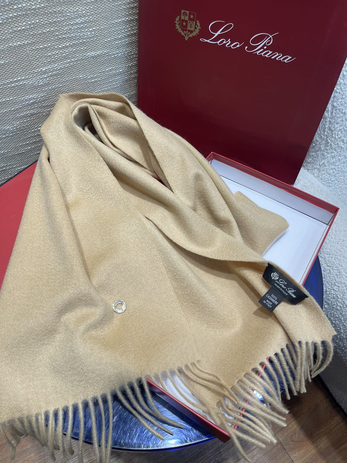 Plain Cashmere Scarf 180 CM In Beige 351619