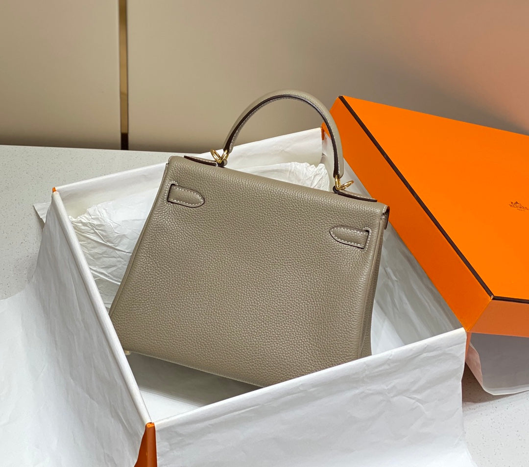 HM KELLY 28CM BROWN TOGO GOLD HARDWARE