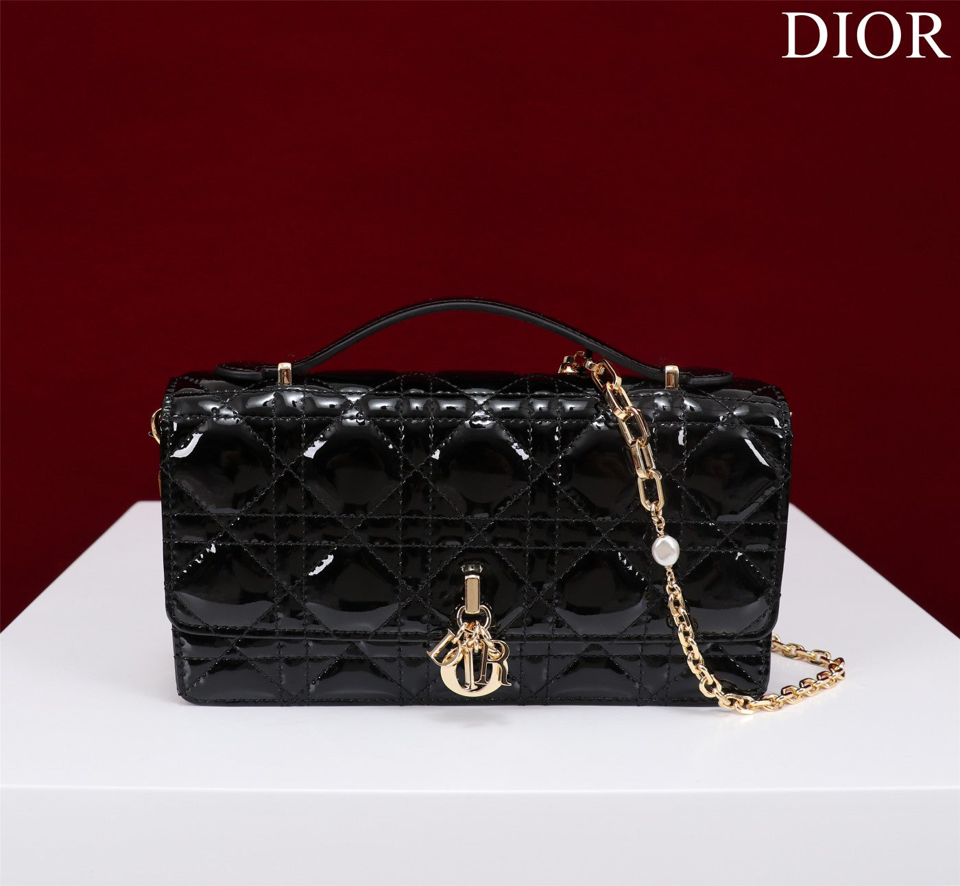 my cd mini 21 black patent calfskin