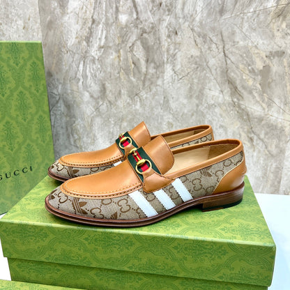 GG x Adidas Men's Loafer Light Brown Canvas Cowhide 724881