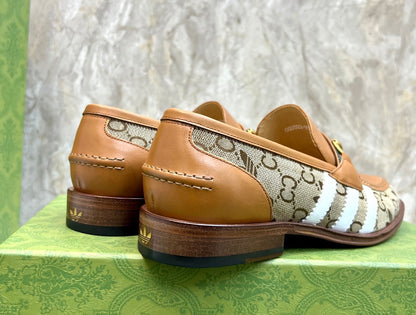 GG x Adidas Men's Loafer Light Brown Canvas Cowhide 724881