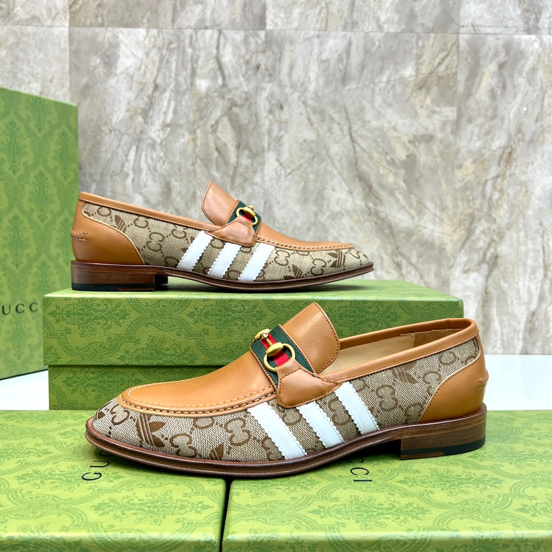GG x Adidas Men's Loafer Light Brown Canvas Cowhide 724881