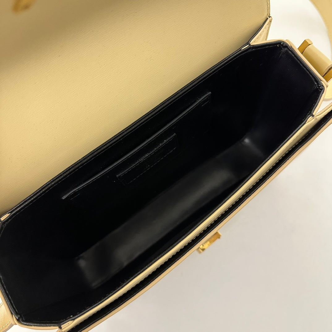 YSL Solferino Small Satchel Bag Beige Gold Calfskin 339420