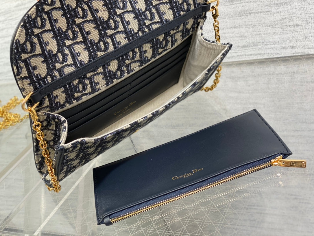 CD bobby bag classic 22 blue oblique fabric
