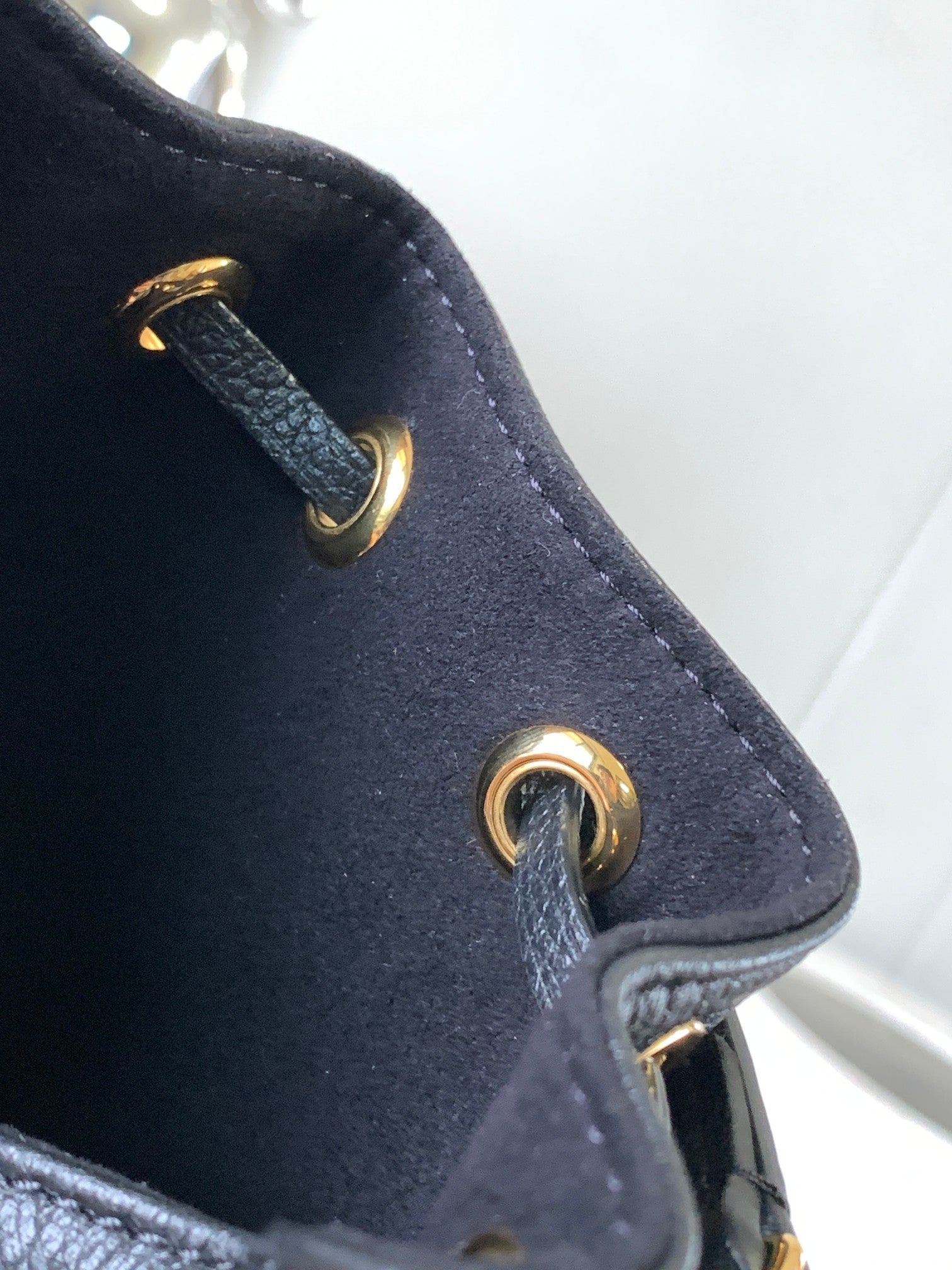 nano noe 13 grey bicolor black monogram gold hardware
