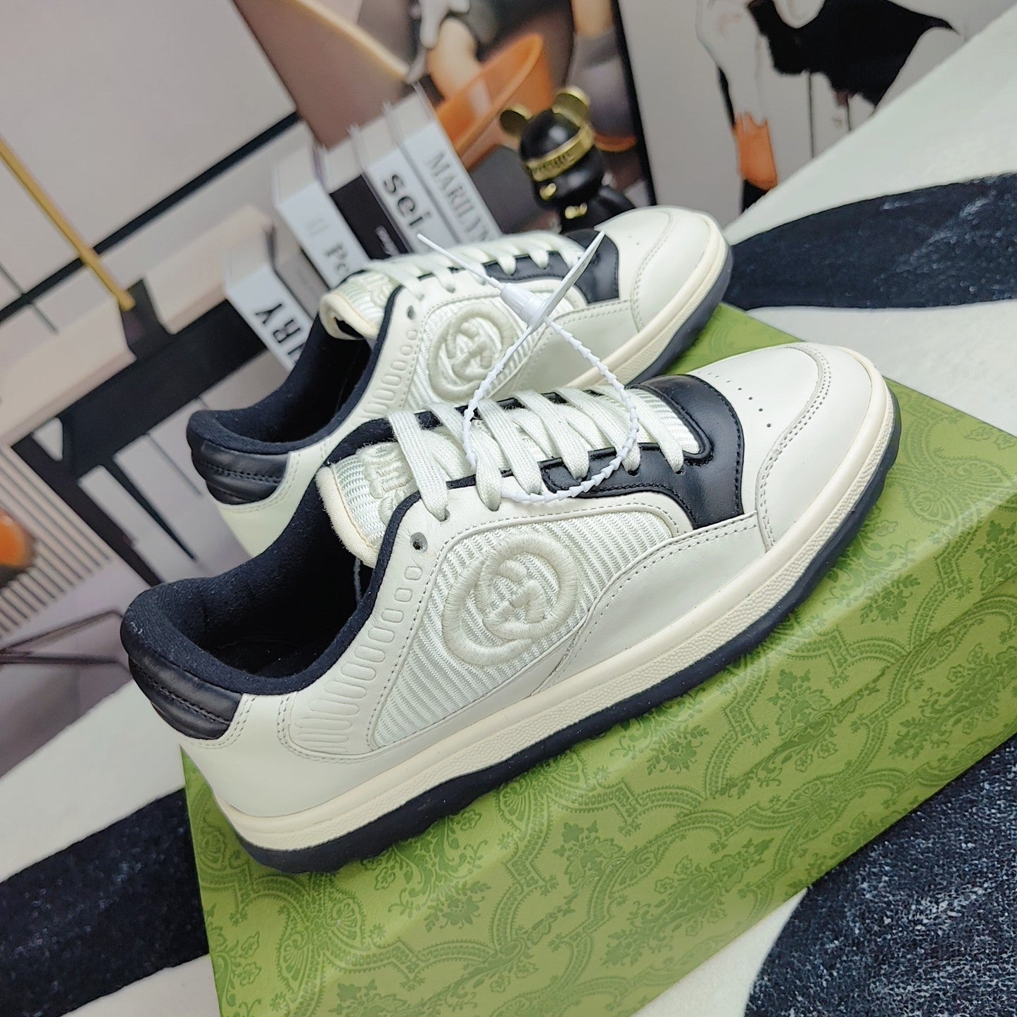 GG Men's MAC80 Sneaker White Black Cowhide 523623