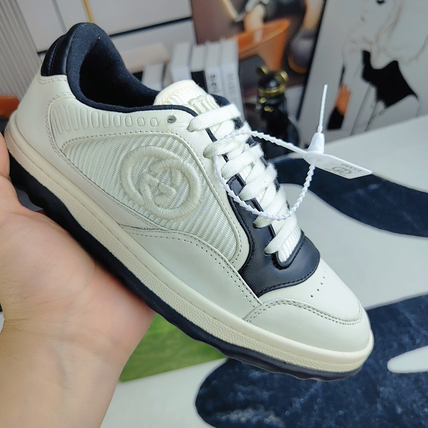 GG Men's MAC80 Sneaker White Black Cowhide 523623
