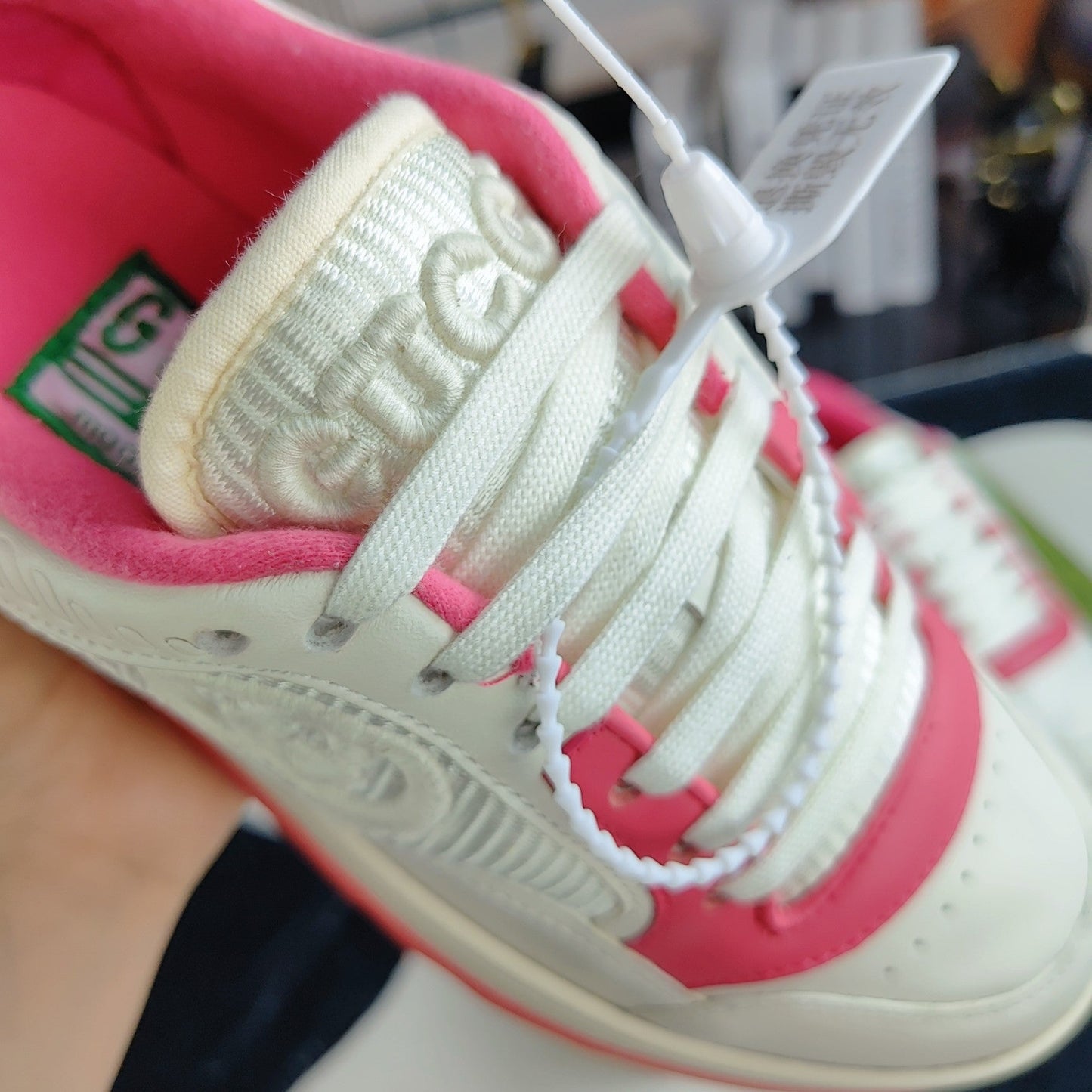 GG Men's MAC80 Sneaker White Pink Cowhide 523615